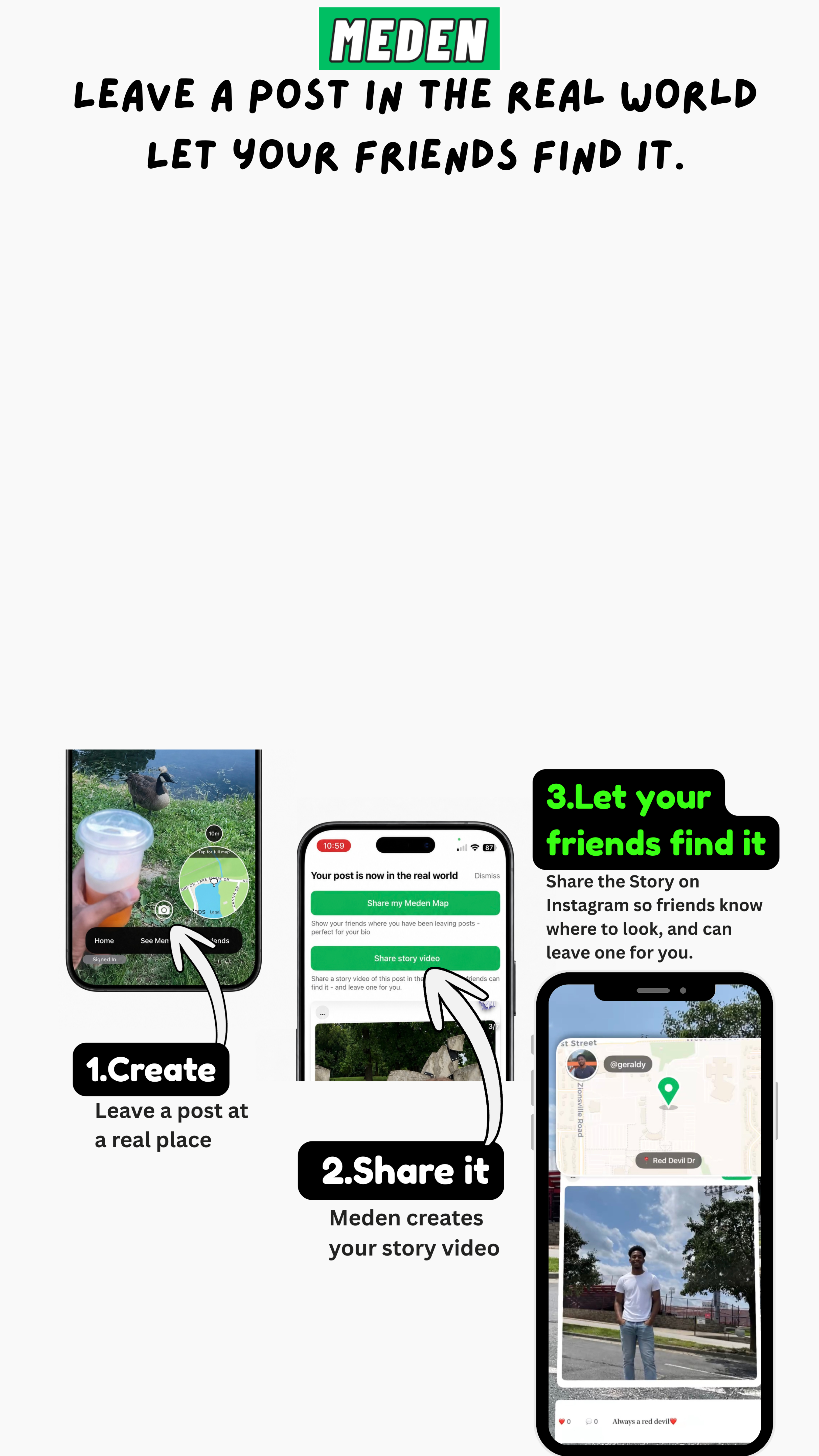 Leave a post in the real world. Let your friends find it. Create, share it, and let your friends find it.